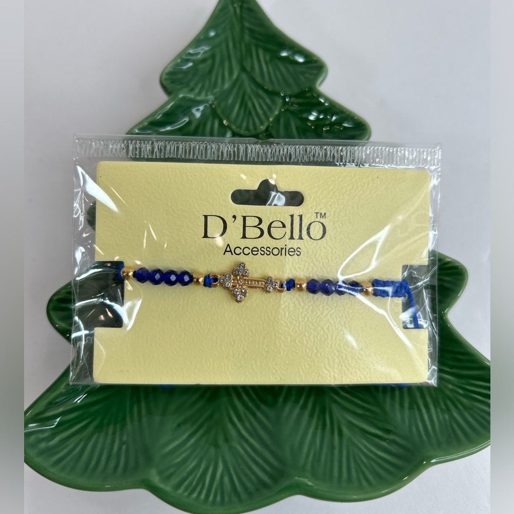 D’Bello beaded adjustable cross bracelet